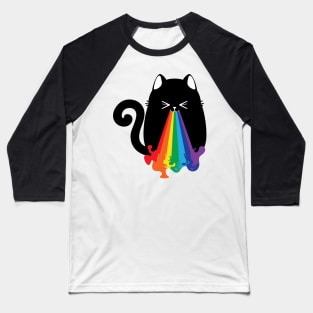 Black cat throwing up rainbow Baseball T-Shirt